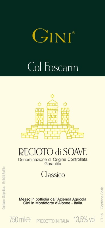 Gini Col Foscarin Recioto di Soave Classico 2010 Front Label
