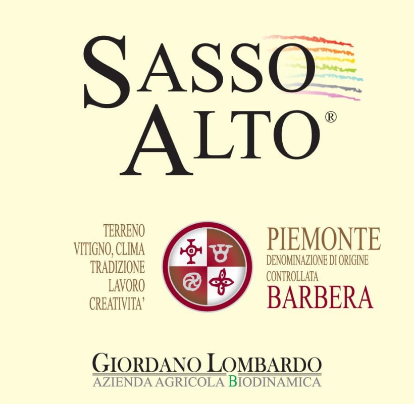 Giordano Lombardo Piemonte Sasso Alto Barbera 2013 Front Label