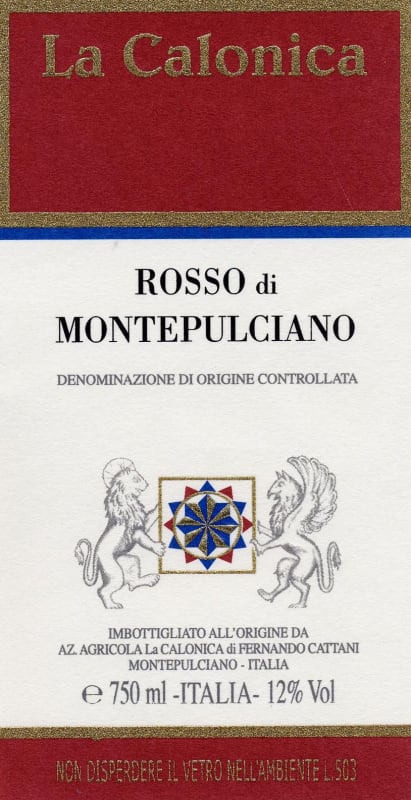La Calonica Rosso di Montepulciano 2015 Front Label