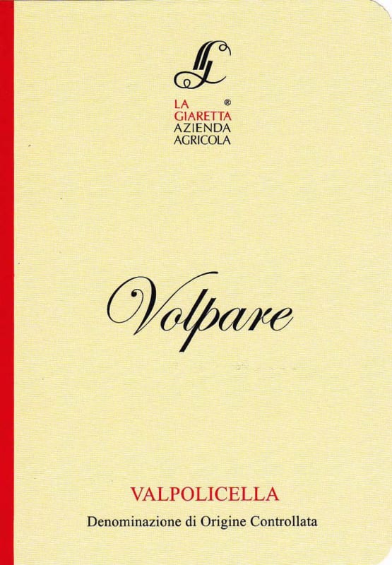 La Giaretta Volpare 2013 Front Label