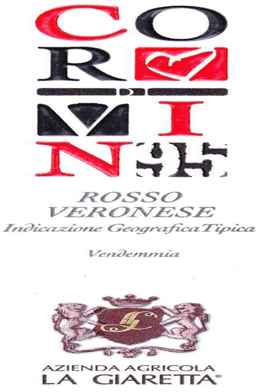 La Giaretta Cor di Vin 95 Rosso Veronese 2013 Front Label