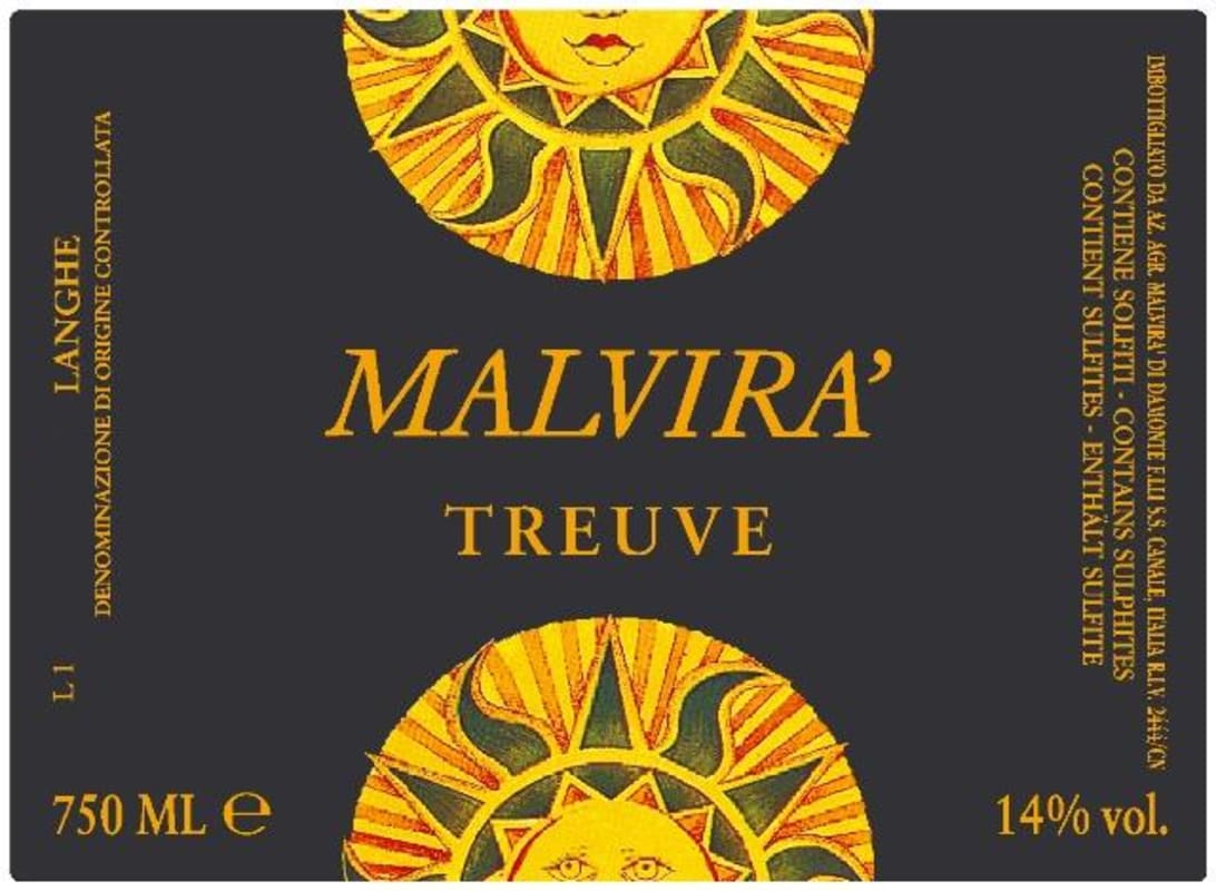 Malvira Langhe TreUve Bianco 2010 Front Label