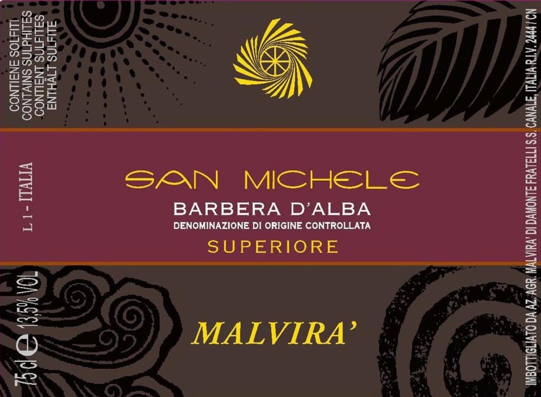 Malvira San Michele Barbera d'Alba Superiore 2007 Front Label