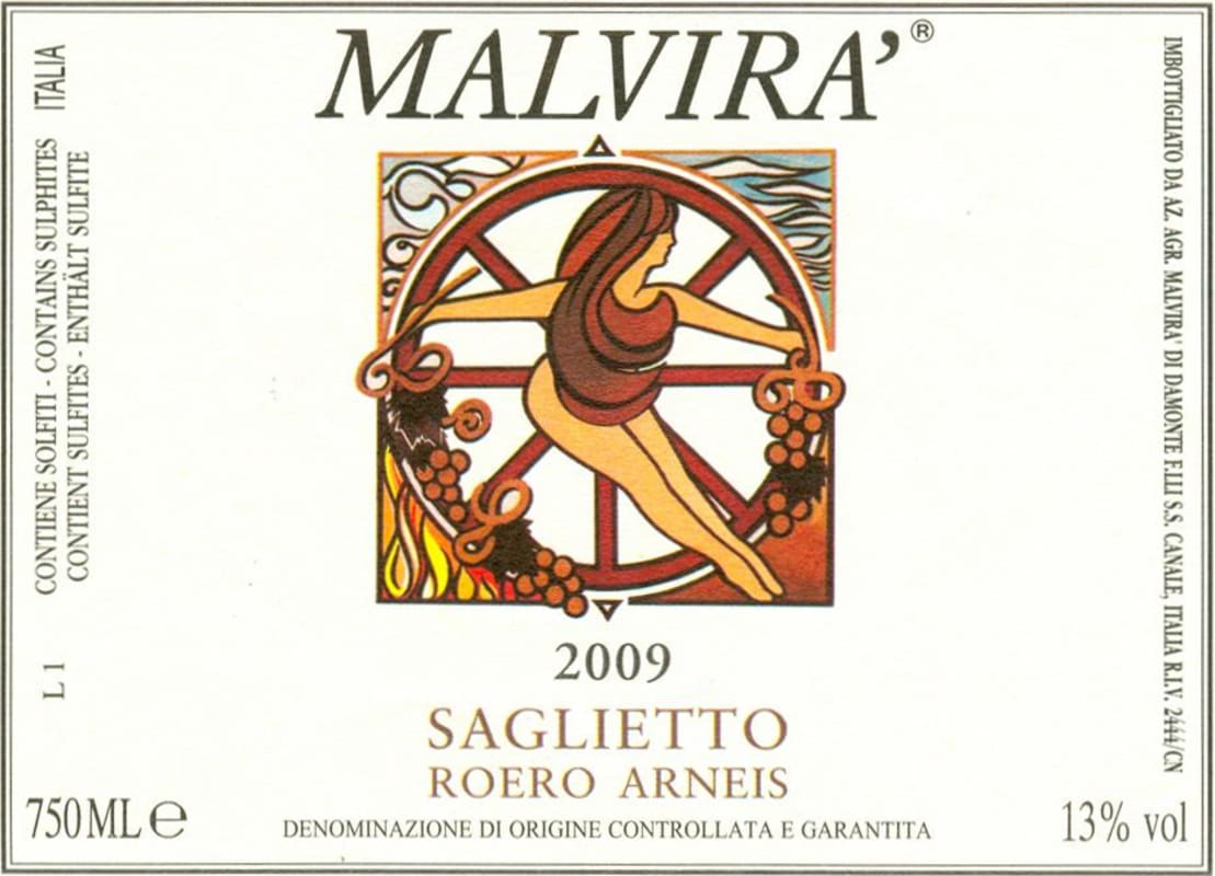 Malvira Roero Arneis Saglietto 2009 Front Label
