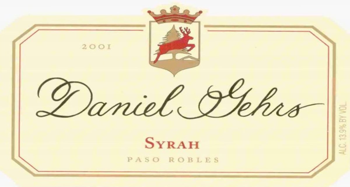 Daniel Gehrs Paso Robles Syrah 2001 Front Label