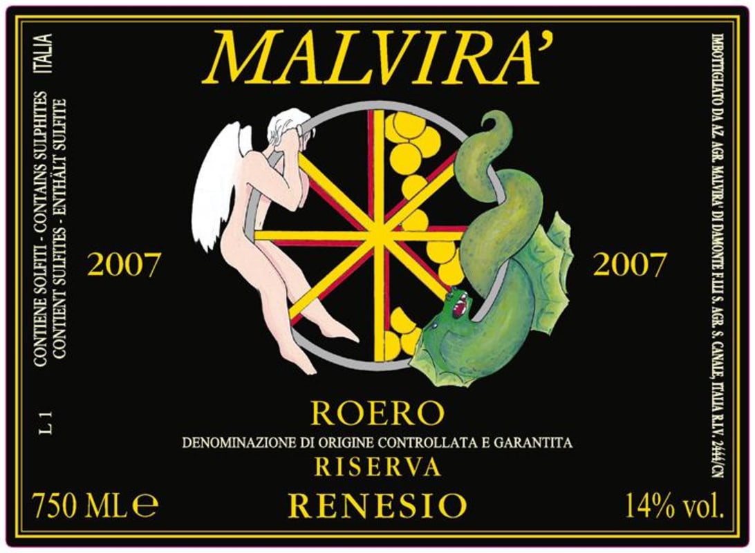 Malvira Roero Renesio Riserva 2007 Front Label