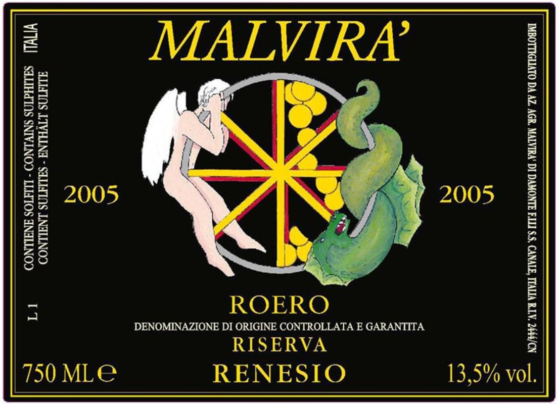 Malvira Roero Renesio Riserva 2005 Front Label