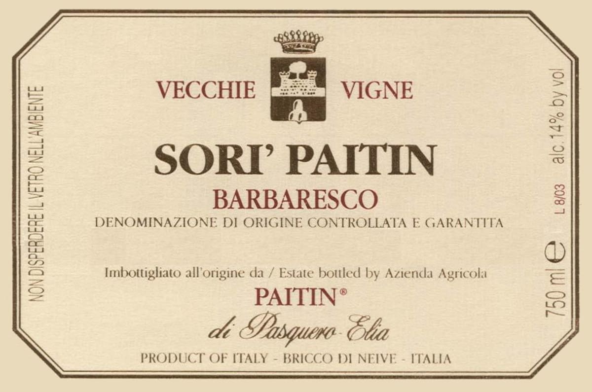 Paitin Barbaresco Sori Paitin Vecchie Vigne 2006 Front Label