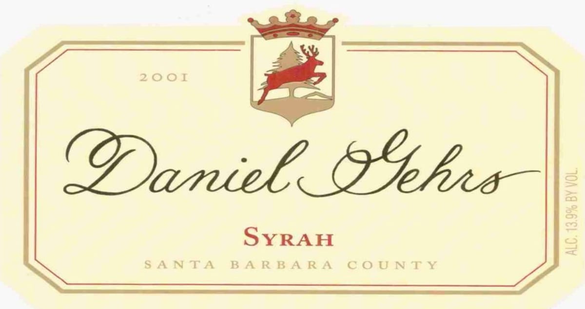 Daniel Gehrs Santa Barbara County Syrah 2001 Front Label