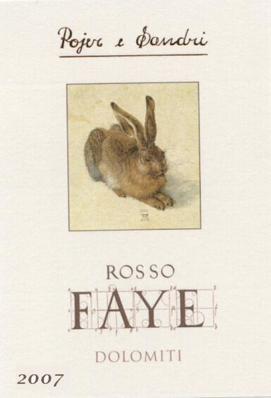 Pojer & Sandri Faye Dolomite Rosso 2007 Front Label