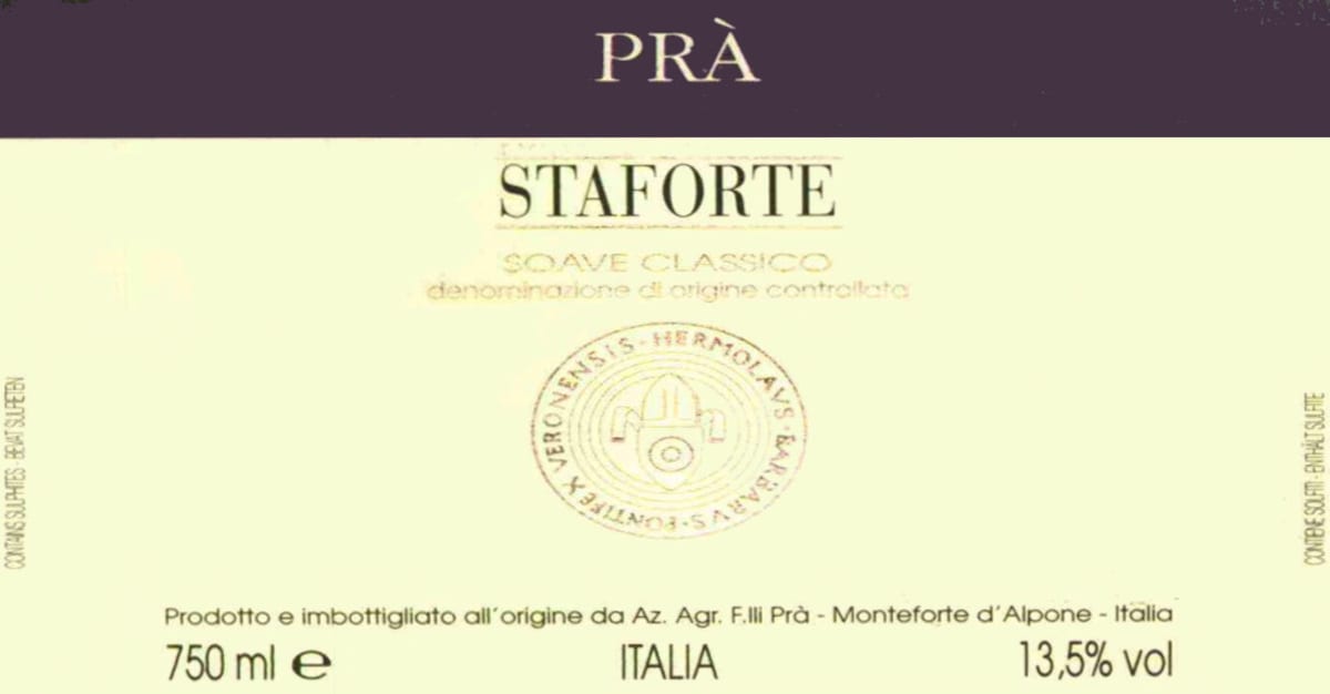 Pra Soave Classico Staforte 2013 Front Label