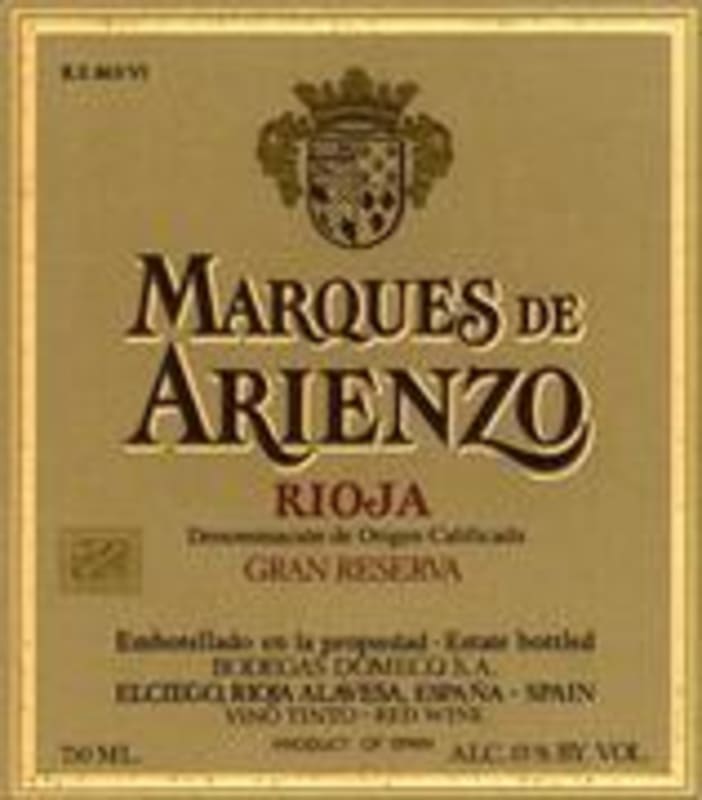 Marques de Arienzo Grand Reserva 1991 Front Label