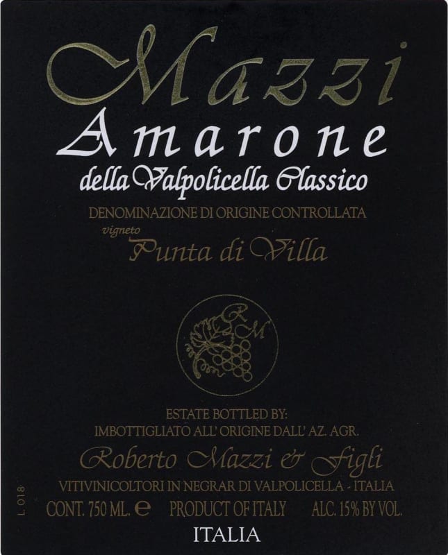 Mazzi Amarone Della Valpolicella Classico Punta Di Villa 2008 Front Label