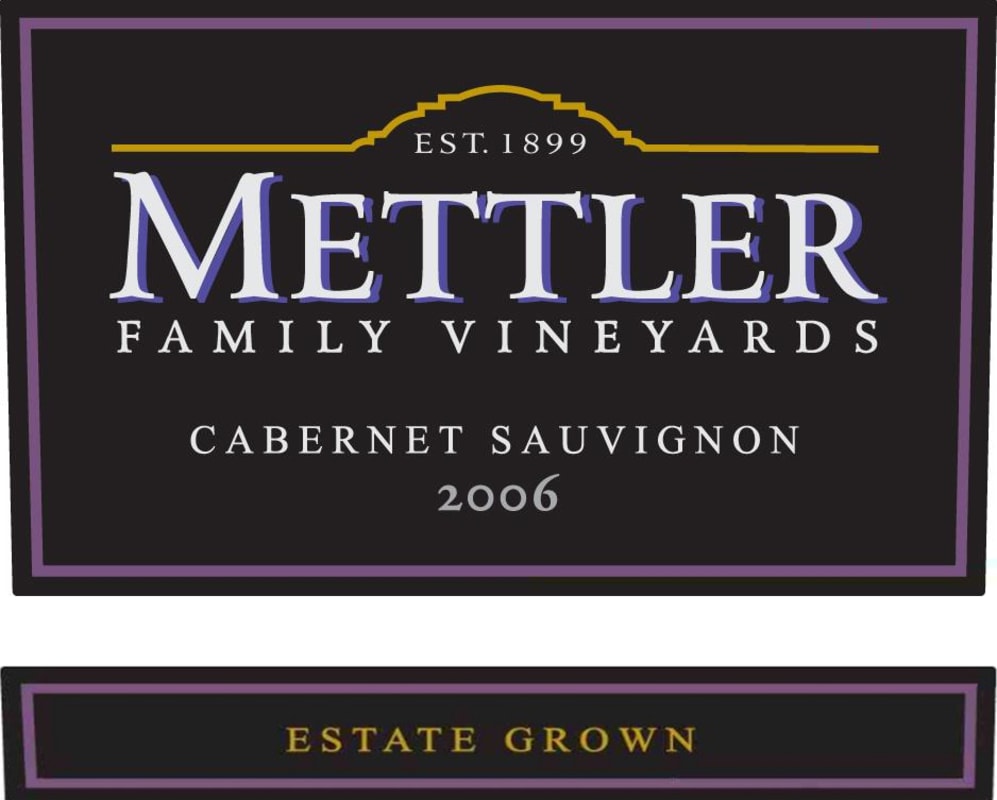 Mettler Family Vineyards Cabernet Sauvignon 2006 Front Label