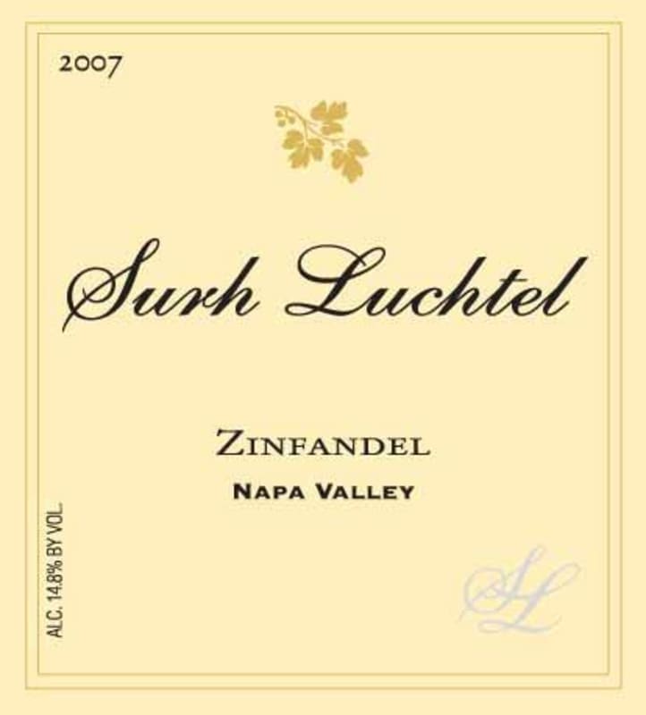 Surh-Luchtel Cellars Zinfandel 2007 Front Label