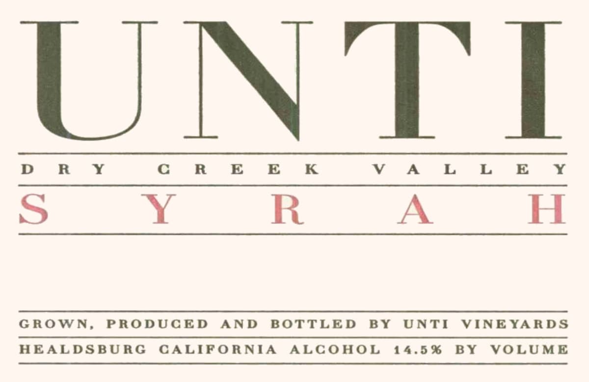 Unti Syrah 2007 Front Label