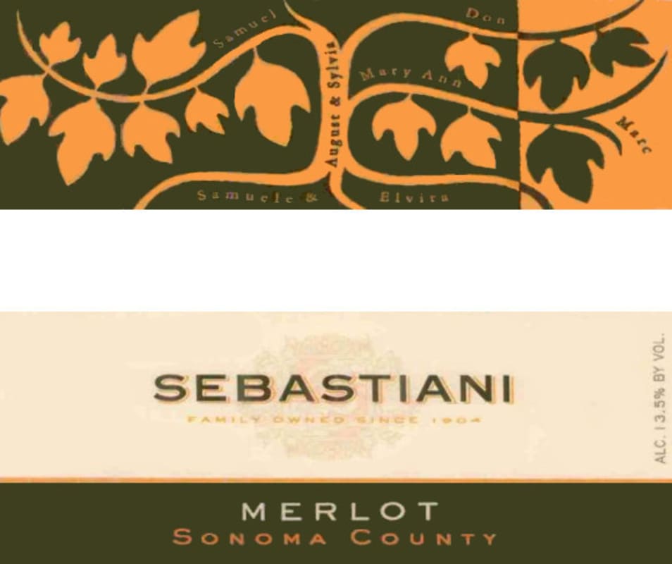 Sebastiani Sonoma County Merlot 2002 Front Label