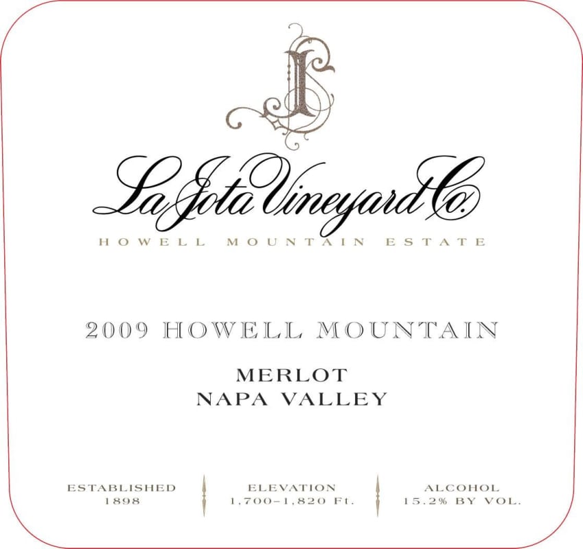 La Jota Howell Mountain Merlot 2009 Front Label