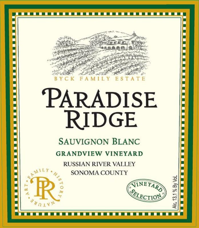 Paradise Ridge Grandview Vineyard Sauvignon Blanc 2012 Front Label