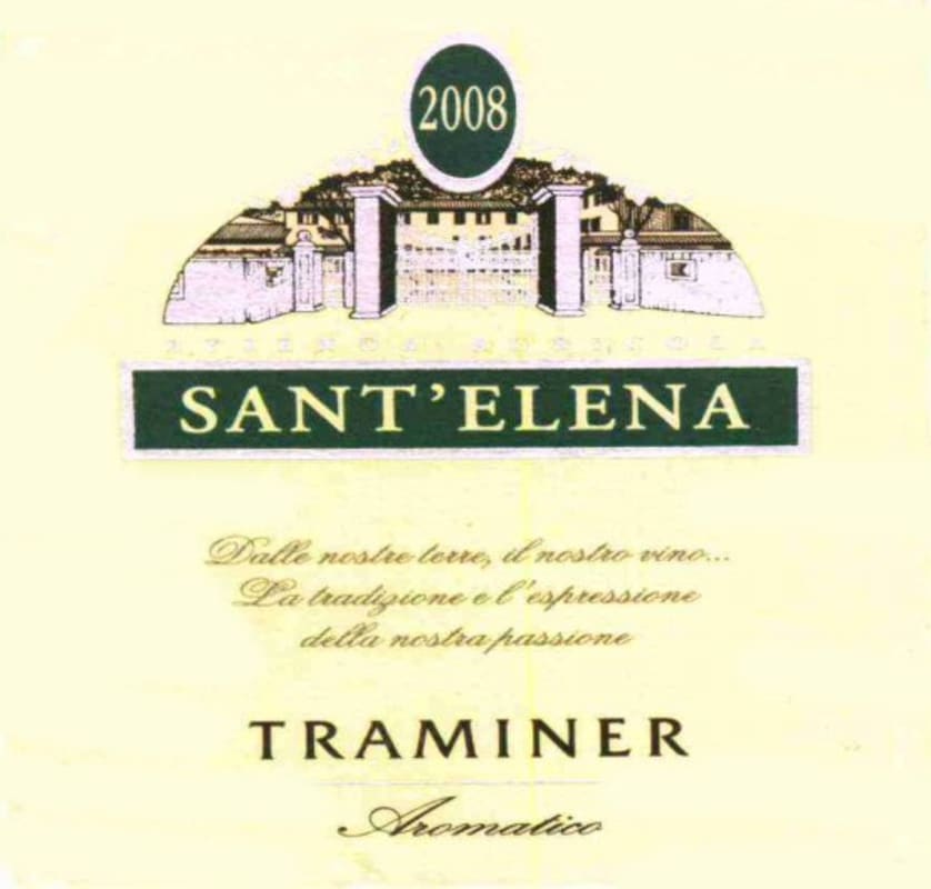 Sant'Elena Traminer Aromatico 2008 Front Label