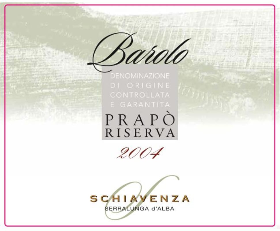 Schiavenza Prapo Riserva Barolo 2004 Front Label
