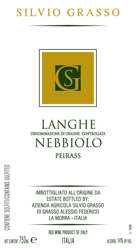 Silvio Grasso Langhe Peirass Nebbiolo 2013 Front Label
