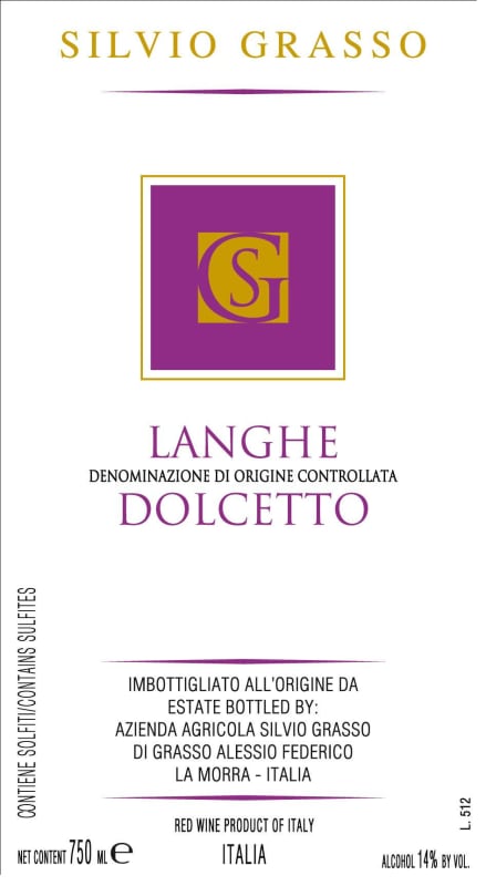 Silvio Grasso Langhe Dolcetto 2014 Front Label