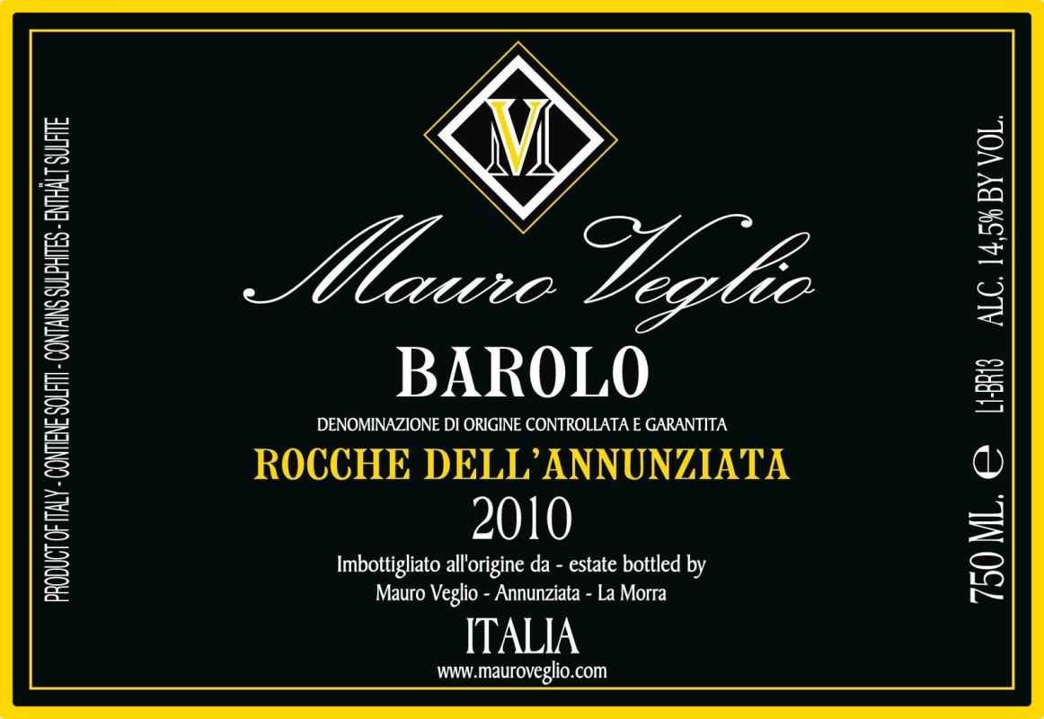 Mauro Veglio Rocche dell'Annunziata Vigneto 2010 Front Label