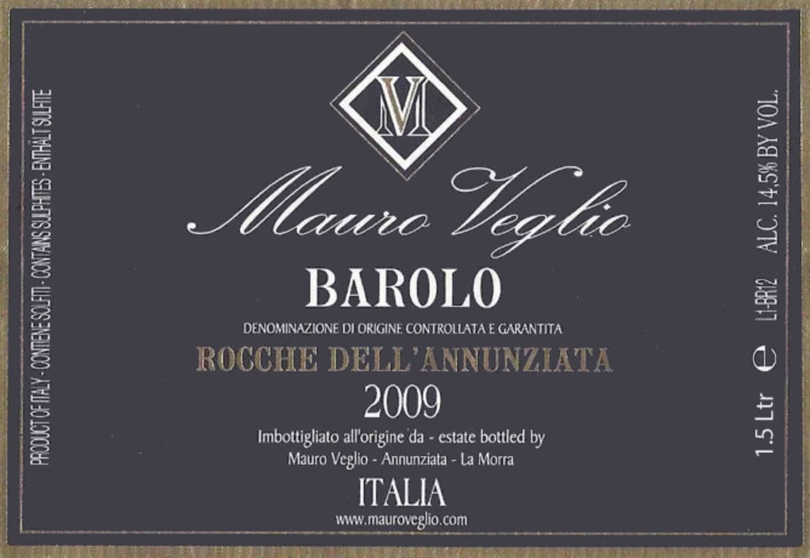 Mauro Veglio Rocche dell'Annunziata Vigneto 2009 Front Label
