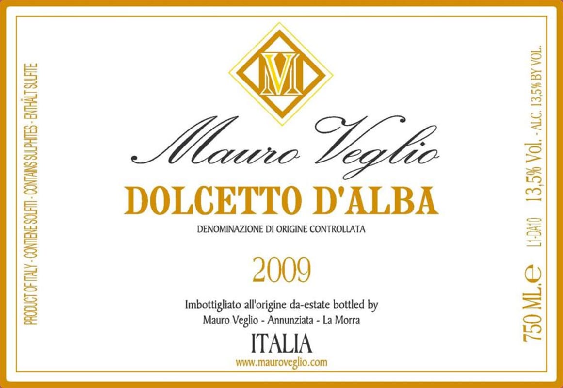 Mauro Veglio Mauro Veglio Dolcetto d'Alba 2009 Front Label