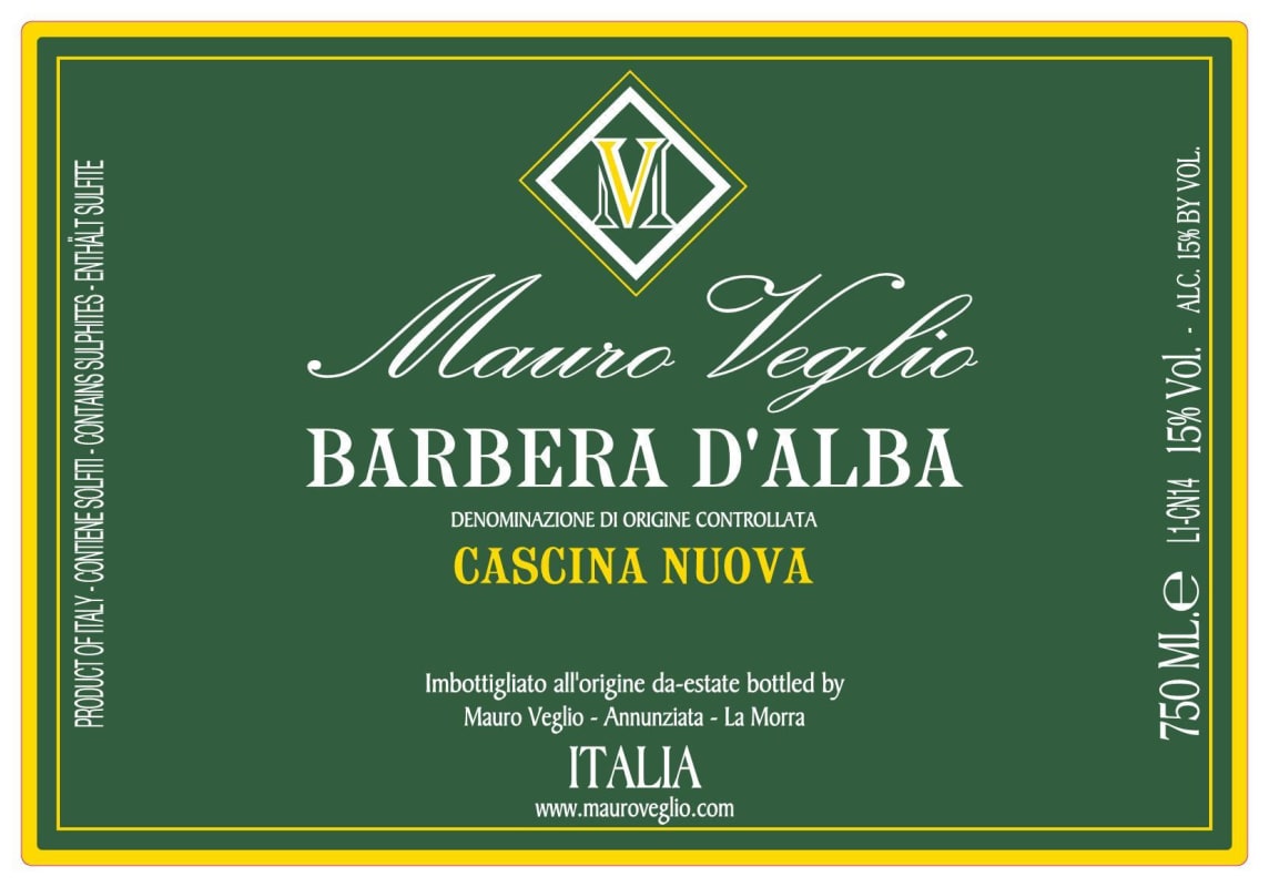 Mauro Veglio Cascina Nuova Barbera d'Alba 2014 Front Label