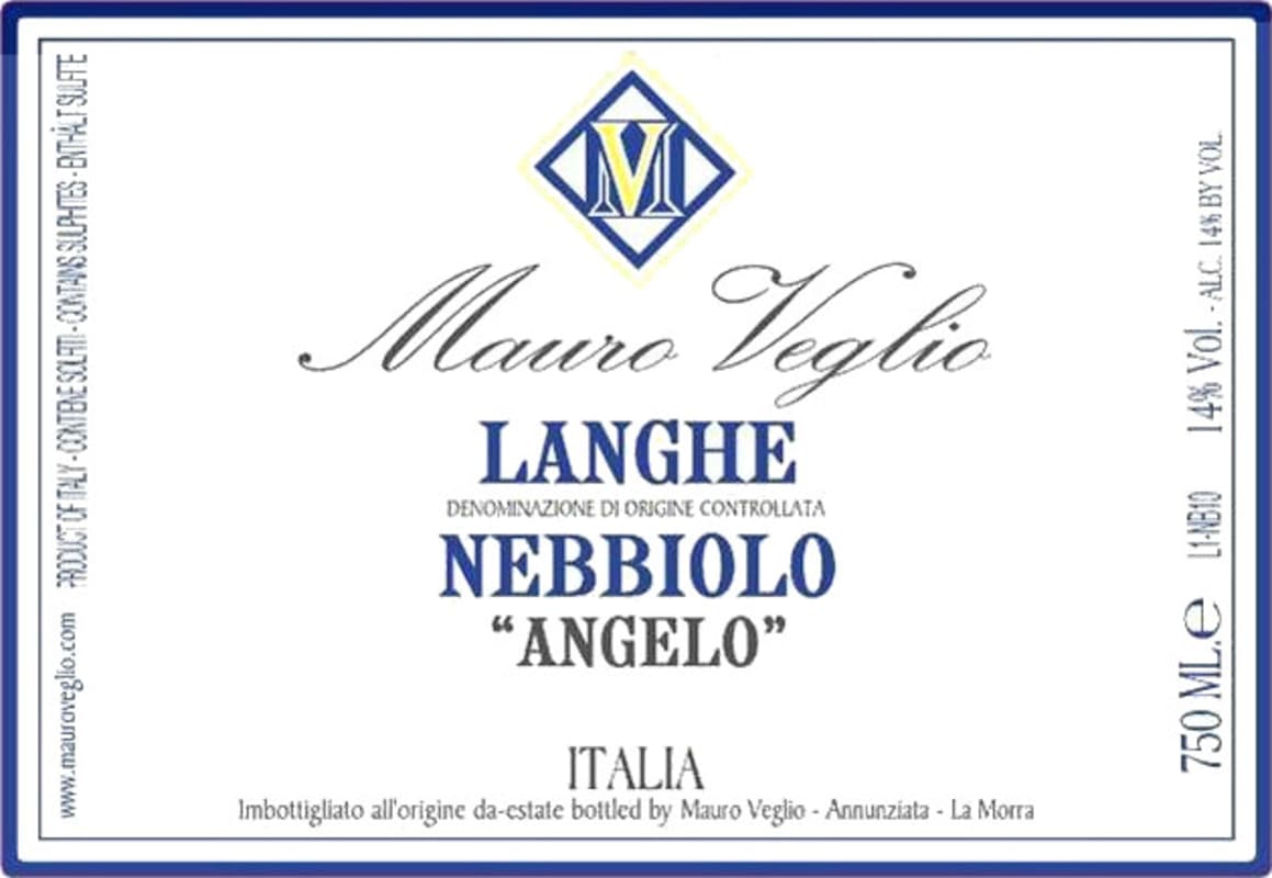 Mauro Veglio Langhe Angelo Nebbiolo 2013 Front Label