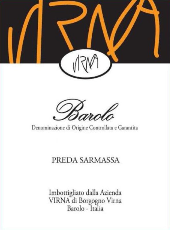 Virna Borgogno Barolo Preda Sarmassa 2012 Front Label