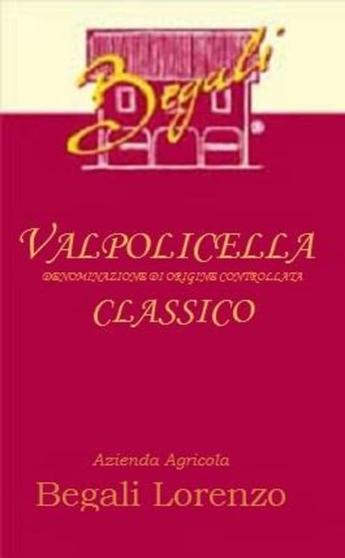 Begali Valpolicella Classico 2015 Front Label