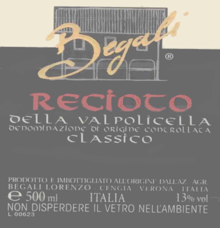 Begali Recioto della Valpolicella Classico 2006 Front Label