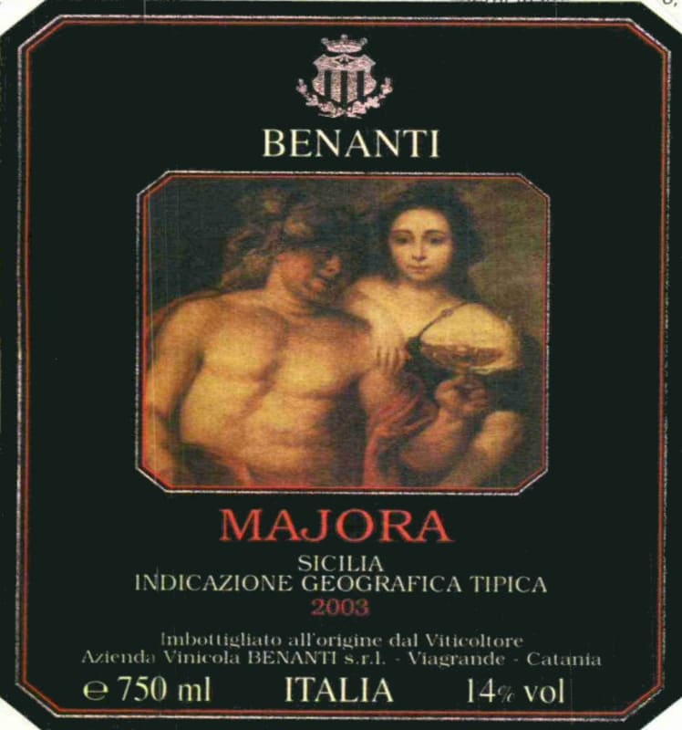 Benanti Majora Sicilia Rosso 2003 Front Label