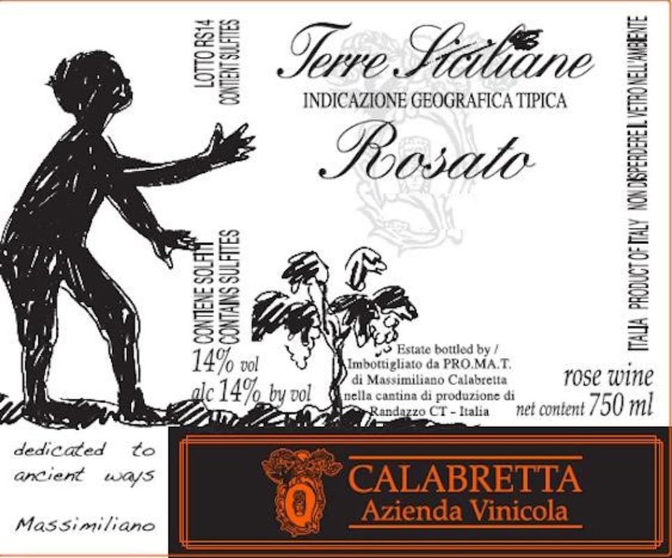 Calabretta Terre Siciliane Rosato 2015 Front Label