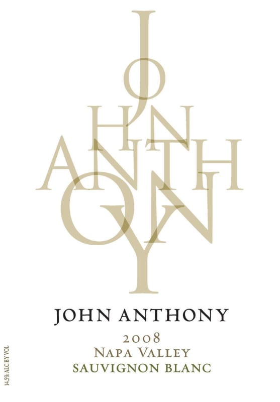 John Anthony Vineyards Napa Valley Sauvignon Blanc 2008 Front Label