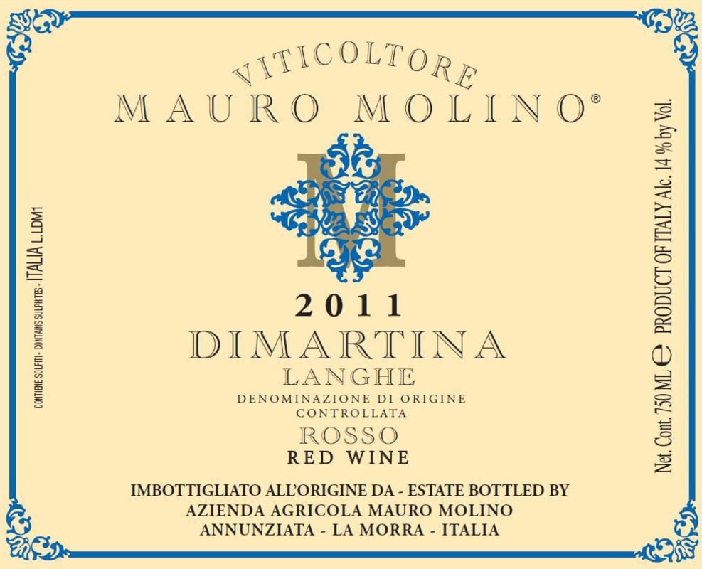 Mauro Molino Dimartina Rosso 2011 Front Label