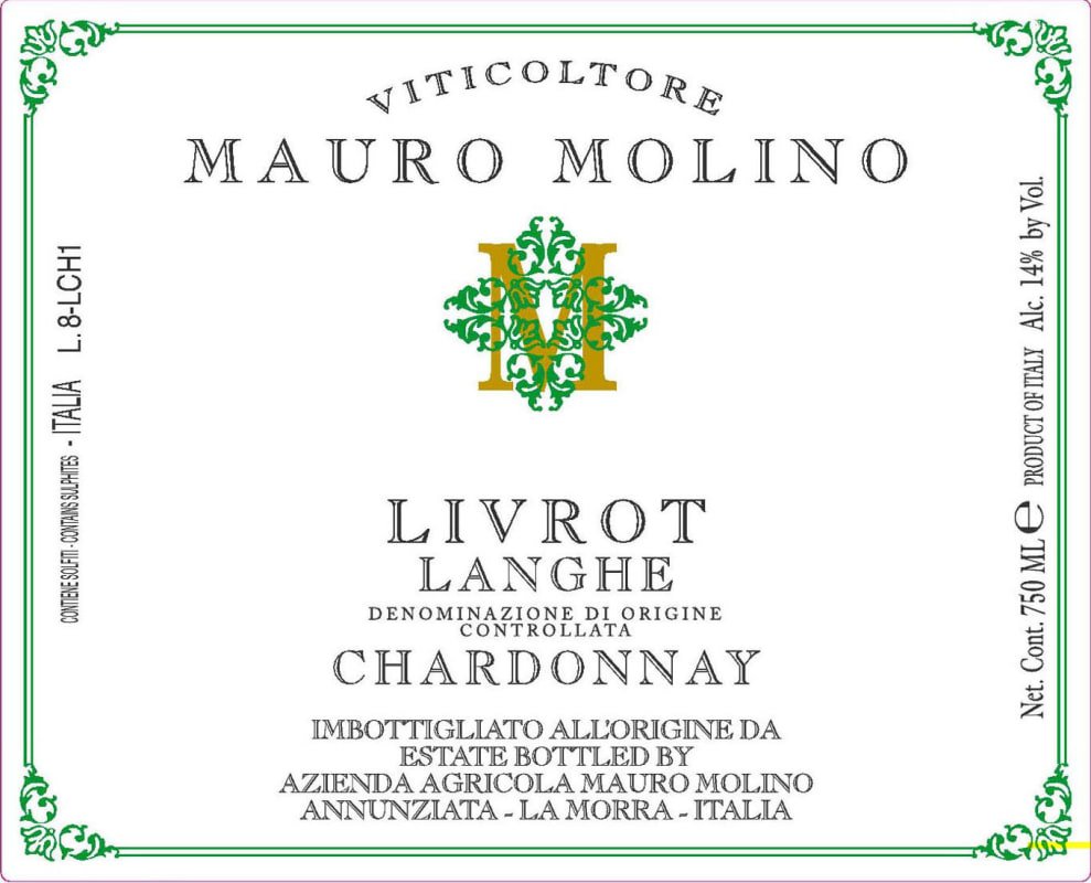 Mauro Molino Livrot Langhe Chardonnay 2012 Front Label