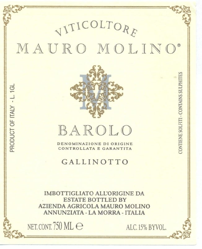 Mauro Molino Barolo Gallinotto 2009 Front Label