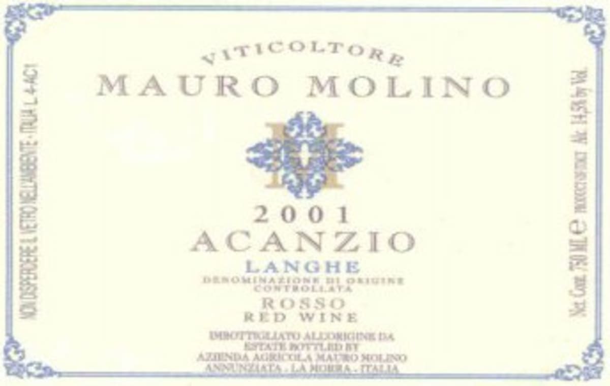 Mauro Molino Langhe Rosso Acanzio 2001 Front Label