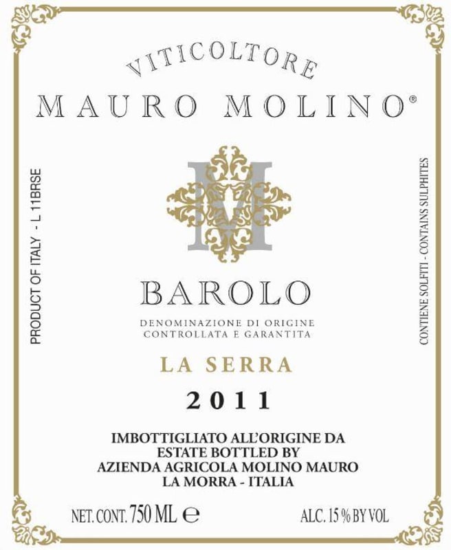 Mauro Molino La Serra Barolo 2011 Front Label