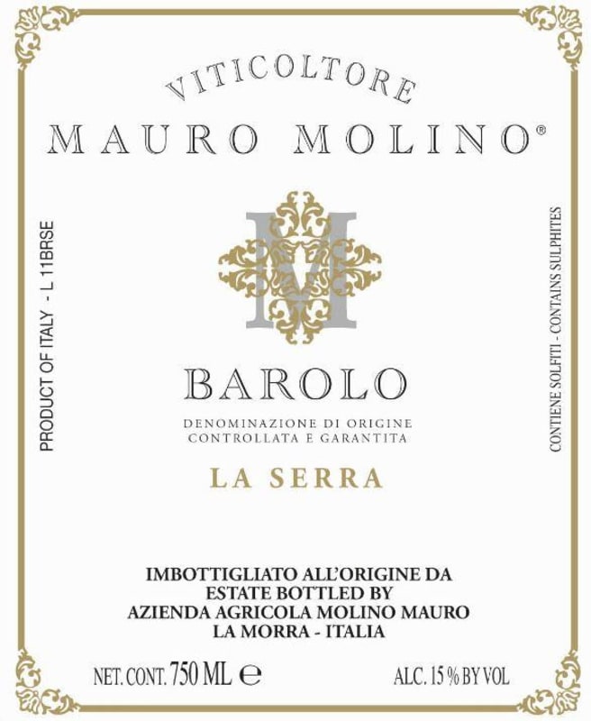 Mauro Molino La Serra Barolo 2012 Front Label