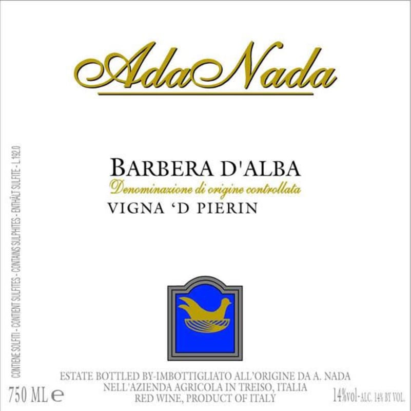 Ada Nada Vigna 'D Pierin Barbera d'Alba 2014 Front Label
