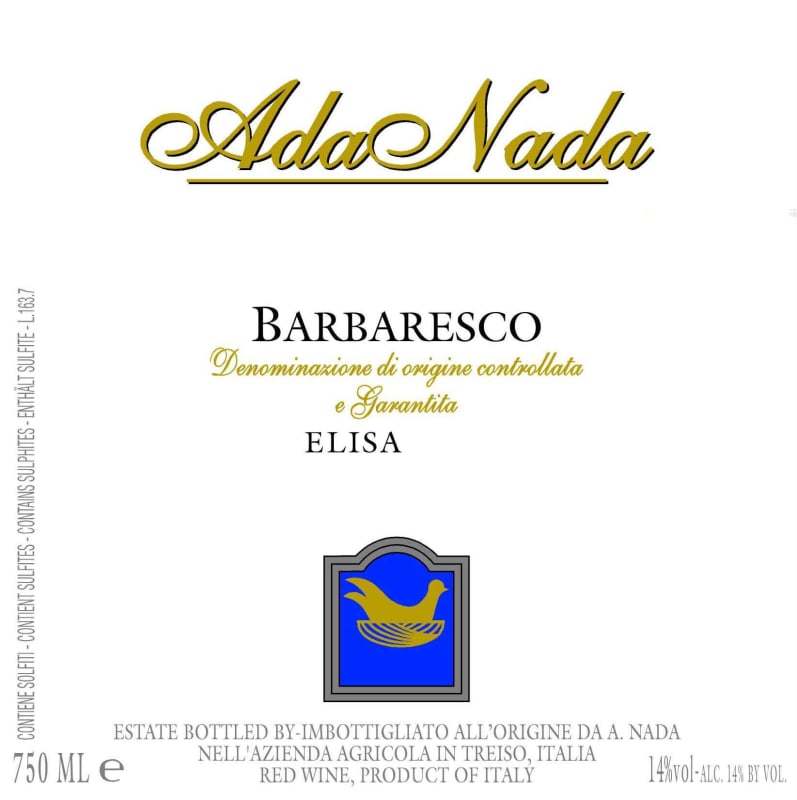 Ada Nada Barbaresco Elisa 2008 Front Label