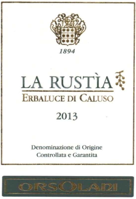 Orsolani La Rustia 2013 Front Label