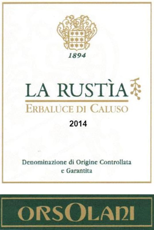 Orsolani La Rustia 2014 Front Label