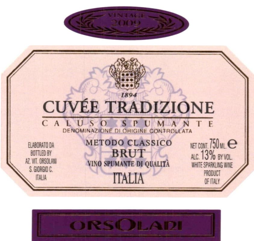 Orsolani Cuvee Trazione Caluso Spumante 2009 Front Label