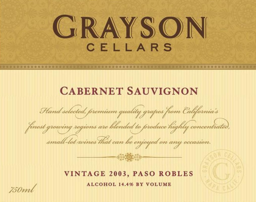 Grayson Cellars Cabernet Sauvignon 2003 Front Label
